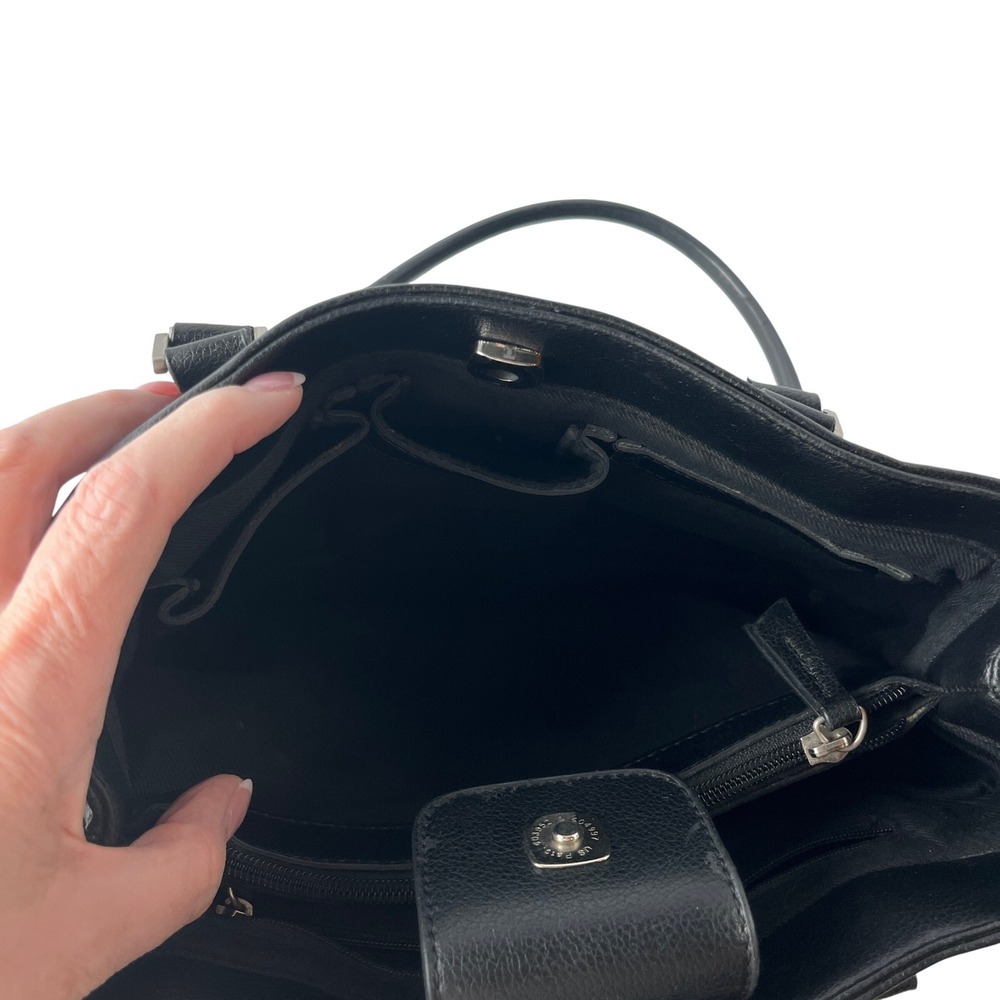 Liz Claiborne Black Pebbled Faux Leather Work‎ Tote Shoulder Bag - Picture 9 of 14
